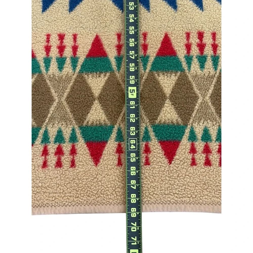 Vtg Biederlack Blanket Southwestern Aztec Tribal Geometric Fleece Throw Germany